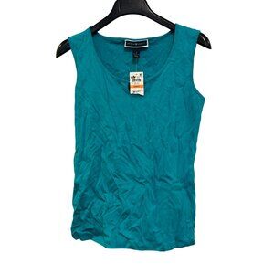 Karen Scott Sleeveless Tank Top Women S Teal Blue 100% Cotton Lightweight Casual